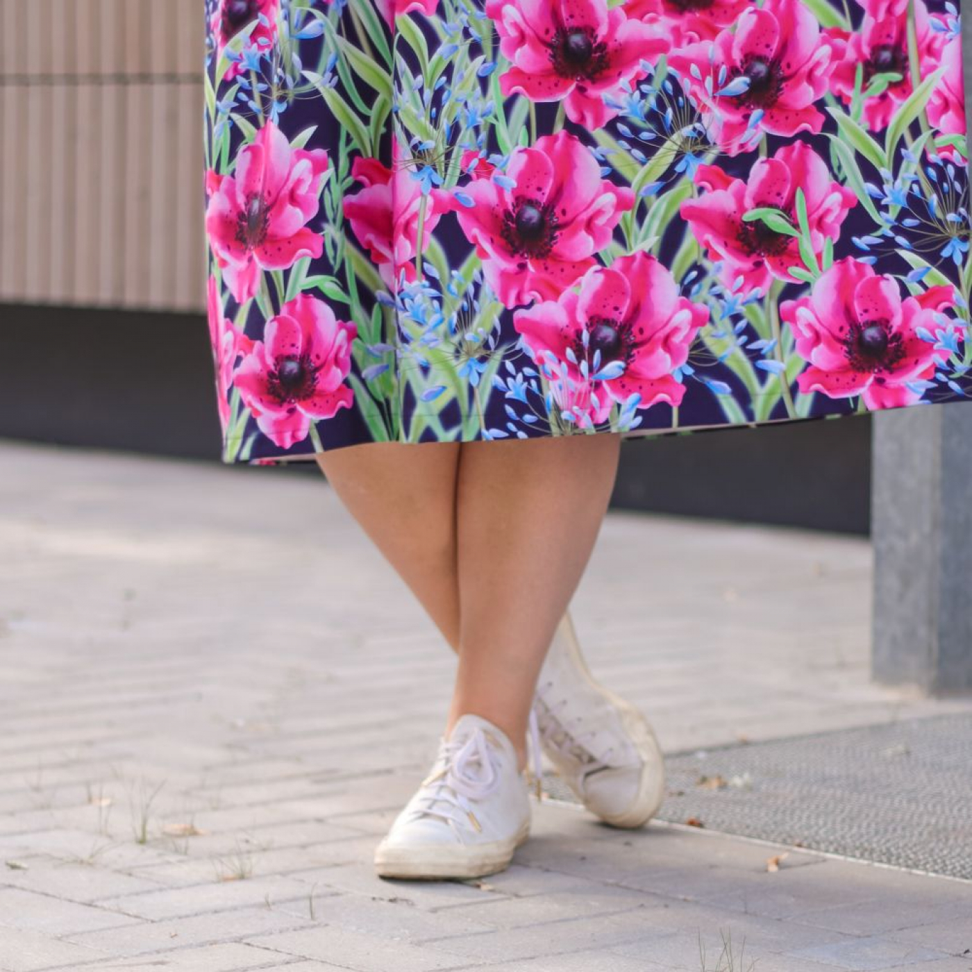 Bordüren Jersey Stoff in blau fuchsia
